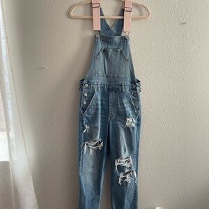 American Eagle Distressed Denim Overalls